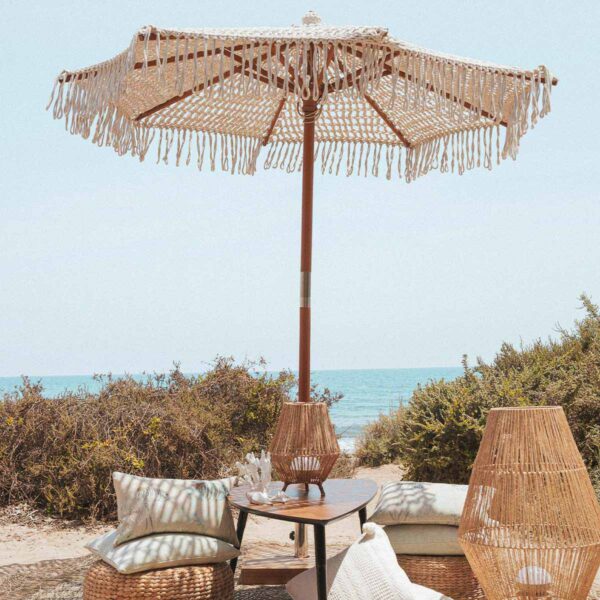 anobie Outdoor Macramé Parasol – Boho Style Shade 210x229 cm